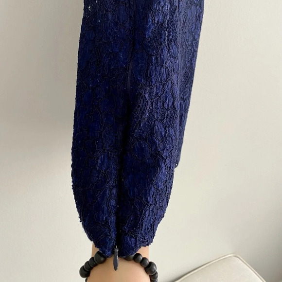 RICKI’S Navy Blue Dressy Lace High Neck Full Length Tank Top Size XS - Picture 9 of 10